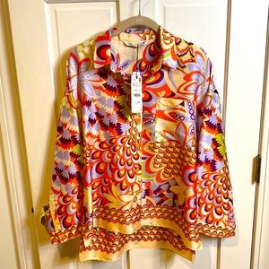 Pucci-esque poly-satin blouse from Zara